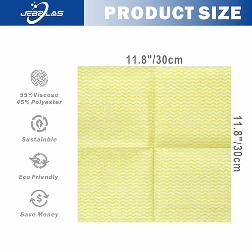 JEBBLAS Handi Wipes Reusable Cloths Dry Cleaning Cloths Dish Towel Dish Cloths Handy Cleaning Wipes,Pack of 50, Yellow - color: Yellow