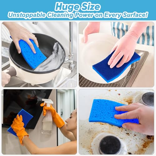 AIDEA XL Sponges Kitchen 6Count, Non-Scratch Scrub Sponges for Dishes - color: Blue-extra Large