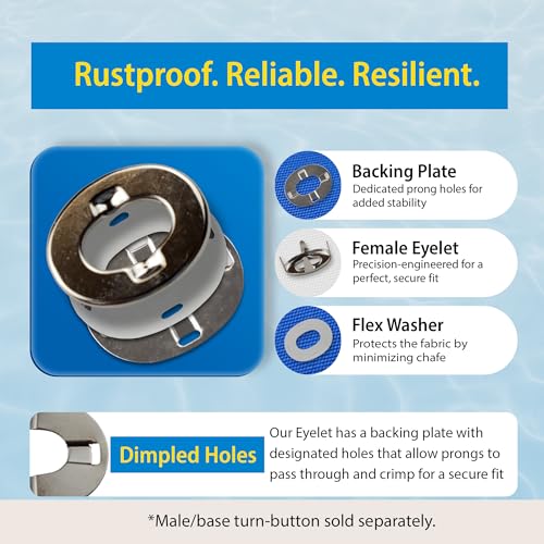 EZ-Xtend Marine Twist Fastener Turn Button Eyelet (Long Prong - 5 PK) - style: Long Prong - 5 PK