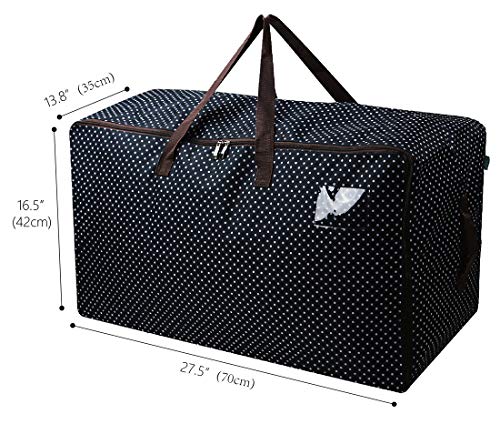 AMJ 100L Large Storage Bag, Comforter/Blanket/Pillows/Quilt Storage Container, Garage Grocery Storage Bag, Garments/Clothes Organizer Bin in Closet/Attic, Moisture Proof, Blue dot - color: Black Small Dots