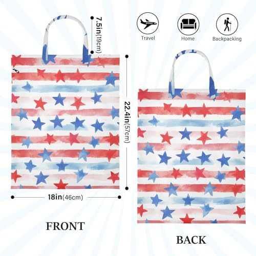 Travel Laundry Bags 2 PC Wet Dry Bag with Handle Dirty Clothes Organizer for Swimsuits Beach Camping Waterproof Washable July 4th Stripes Stars White - color: July 4th Stripes Stars White