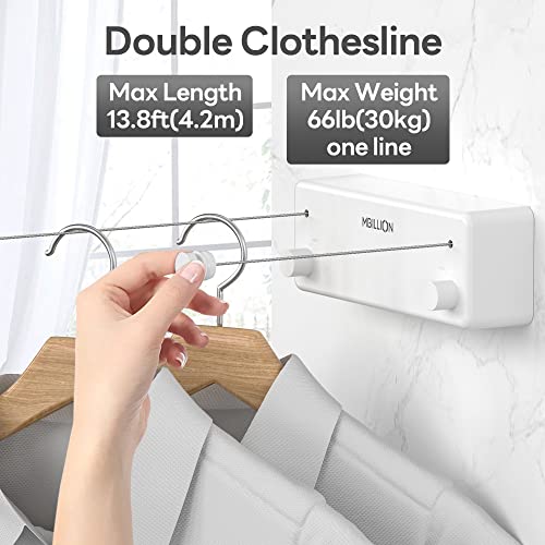 Mbillion White Retractable Double Laundry Clothesline