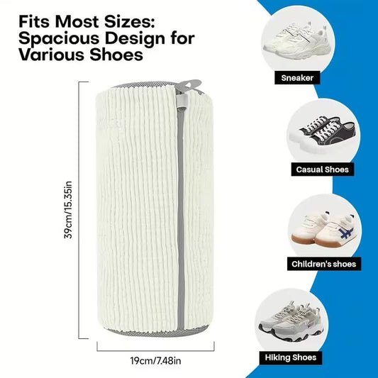 Reusable Mesh Laundry Bag for Machine Wash, Zippered Shoe Wash Bag with Protective Lining for Sneakers & Delicates, Travel Organization Storage - White, Great Gift for Mother's Day (1 Pack)