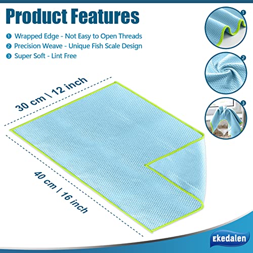 Ekedalen Microfiber Cleaning Cloth Lint Free Glass Polish, Blue & Grey - color: Blue & Grey