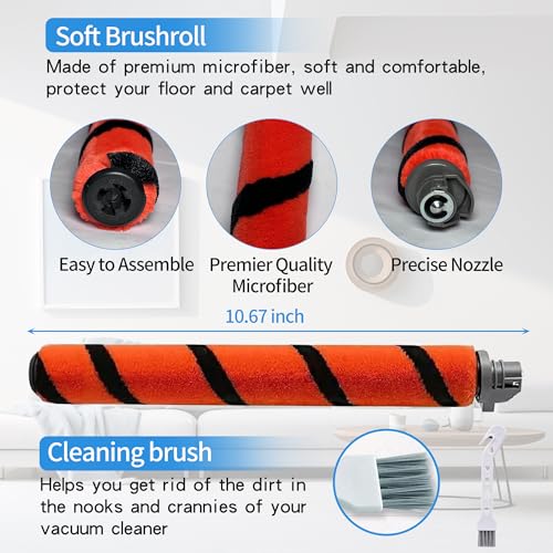 Hepa Foam & Felt Filter Brushroll Replacement Kit for Shark Rotator Professional Lift-away DuoClean Vacuum ZU780 ZU782 ZU785, Replaces Part # 1395FC831 & Xff500 & Xhf500