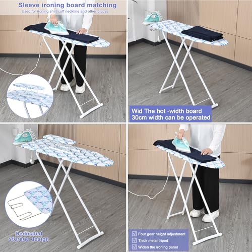 Ironing Board, Height Adjustable Smooth Edge Good Load-Bearing Non-Slip Clothes Ironing Board with Folding Legs (Neon) - color: Neon