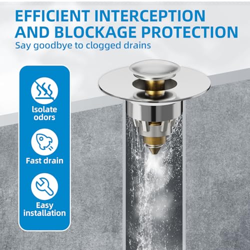 Bathroom Sink Drain Stopper - Pop Up Drain Stopper for Bathroom Sink - Bathroom Sink Hair Catcher Strainer,Chrome - color: Chrome, size: Drain Stopper