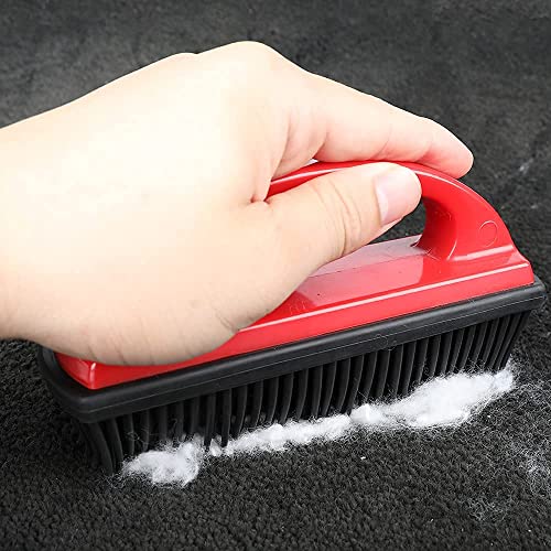 Rubber Brush - Effortless Pet Hair & Lint Removal for Couches & Clothes Red - color: Red