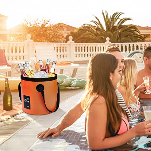 Tessco for You 3 Pcs 5 Gallon Collapsible Bucket with Handle - color: Orange