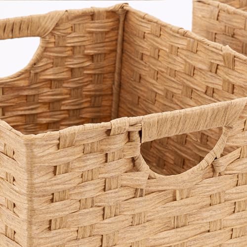 Seville Classics Premium Handwoven Portable Laundry Bin Basket with Carrying Handles, Household Storage for Clothes, Linens, Sheets, Tan, Rectangular (2-Pack) - color: Tan, size: Rectangular Hamper (2-Pack)