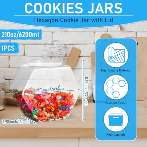 Uiifan Plastic Candy Jar with Lid Clear Hexagonal Fish Bowls,210 Oz - size: 210 oz