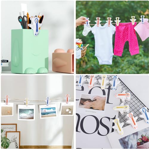 Plastic Clothes Pins Colorful Clothespins-Non-Slip Laundry Clips 24 PCS - color: 3 Colors 24 Pcs