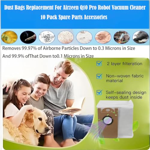 Dust Bags Replacement For Airzeen Q10 Pro Robot Vacuum Cleaner :10 Pack - color: Dust Bags Replacement For Airzeen Q10 Pro Robot Vacuum Cleaner