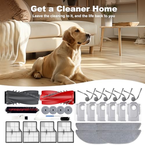 Yivy Saros 10 Accessories, 30pcs Replacement Kit for Roborock Saros 10/G30 - Accessory Set with 2 Roller Brushes, 6 Side Brushes, 4 Filters, 4+4 Mop Pads, 6 Dust Bags, 1Self-Cleaning Brush - size: SAROS10-SET30