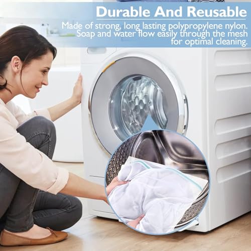 Large Mesh Laundry Bags for Delicates with Premium Zipper and Auto Lock, Breathable Garment Wash Net for Lingerie Socks Bra, Travel Storage Organizer Mesh Pouch, 40 x 50 cm, Blue-1 Pack