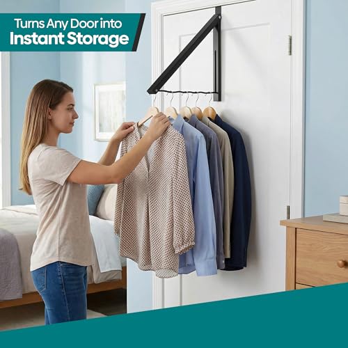 HOLDN’ STORAGE Over The Door Hanger, Single Foldable Rack Organizer, 2 Pack - color: Black, size: 2 Pack