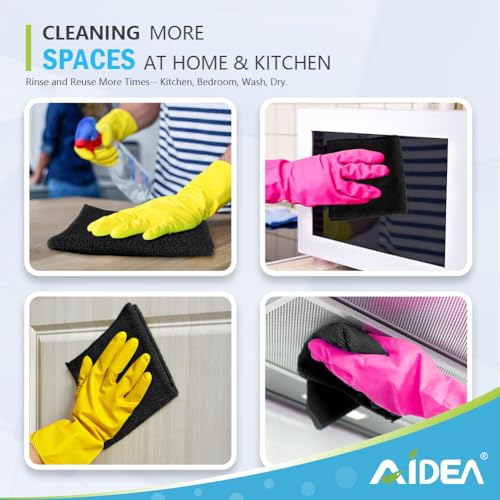 AIDEA Black Microfiber Cleaning Cloth-50PK, Cleaning Rags 12"x12" Absorbent - color: Black, size: 12in.x12in.