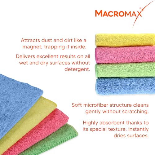 Macro Max Microfiber Cleaning Cloths 10 Pack, Lint Free 11x8in