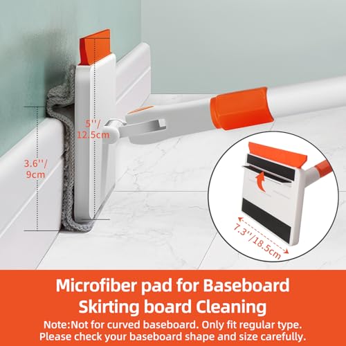Baseboard Cleaner Tool with Handle, Extendable Long Handle Baseboard Cleaning Duster with Reusable Pads for Floorboard, Ceiling Fan Blade Cleaner Duster (Blue) - color: Blue