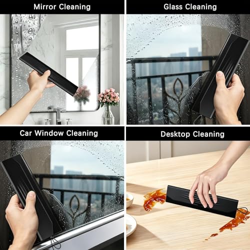 2PACK Shower Squeegee for Glass Doors All-One-Piece Silicone with Hook