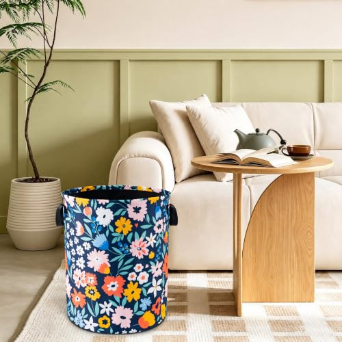 Folk Floral Art Laundry Basket Foldable Waterproof Hamper 18.9 x 16.5 Inch - color: Folk Floral Art