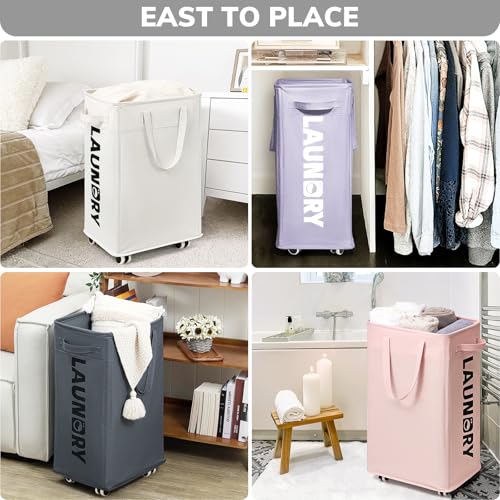 Goodpcik 75L Rolling Laundry Hamper with Wheels, Laundry Hamper for Dorm - color: Light Purple 1-Pack