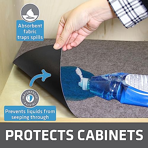 Drymate Premium XL Under Sink Mat, Waterproof Cabinet Protection Mats for Kitchen & Bathroom, Absorbent Shelf Liners, Slip-Resistant, Non-Adhesive, Machine Washable (USA Made)(24”x59”)(Light Grey) - color: Light Grey, size: 24"W x 59"L