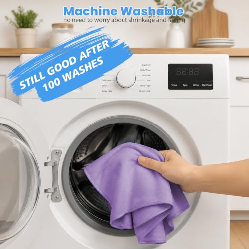 Puomue 12 Pack Microfiber Glass Cleaning Cloth, 10.8 Inch x 13.8 Inch, Lint Free Quickly Clean Windows, Mirrors, Glasses, Phone Screens, Camera Lenses, Purple - color: Purple