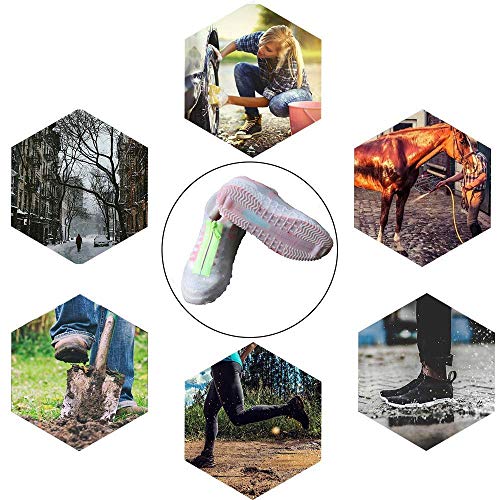Shiwely Silicone Waterproof Shoe Covers, reusable upgraded overshoes with waterproof zipper, Resistant Rain Boots Non-Slip Washable Protection for Women, Men (L (Women 7.5-10.5, Men 6.5-9), White) - color: White, size: L (Women 7.5-10.5, Men 6.5-9)