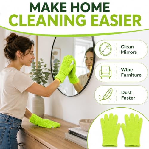 Dusting Gloves, Ambidextrous Washable Cleaning Gloves, Multipurpose for Home Car Plant Blind Hard-to-Reach Surface Indoor Outdoor Cleaning