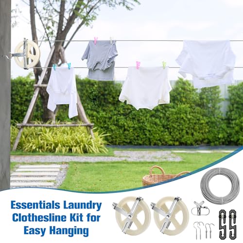 Clothes Line Outdoors Kit, Pulley Clothesline