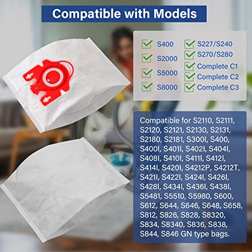 20 Packs 3D Airclean FJM Vacuum Cleaner Bags Replacement for Miele Compact C1 Vacuum Bags,Compact C1,C2,S6000-S6999,S4000-S4999,S700,S500-S578 Vacuum with 6 Motor Protection Filters,6 AirClean Filter - size: 20 pack
