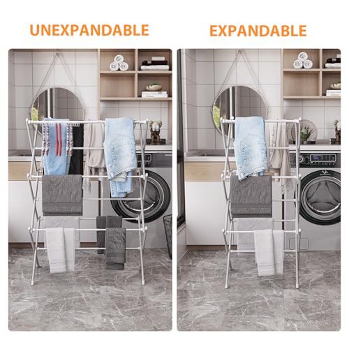 3-Tier Clothes Drying Rack Drying Rack Clothing Pure White-1pack - color: Pure White