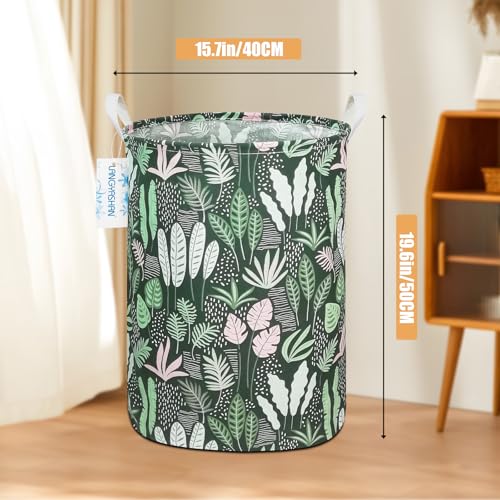 Round Laundry Basket Collapsible Storage Hamper Organizer Full Leaf - color: Full Leaf
