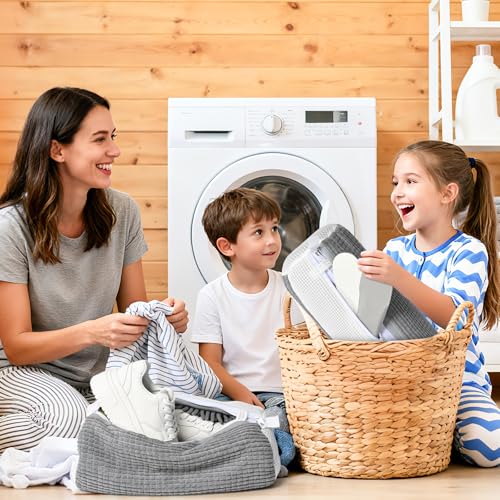 Anybar Shoe Washing Machine Bag Sneaker Laundry Bags Cleaning Shoes- for Washer and Dryer Microfiber Sneakers Shoe Wash Bag with Self Locking Zipper 2PCS Reusable Cleaner Bags (Grey) - color: Grey