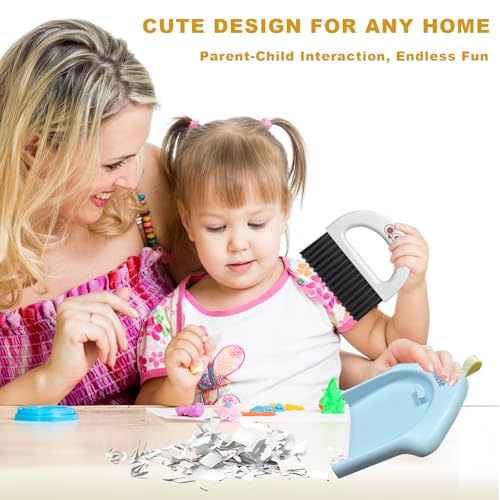 Small Dustpan and Broom Set,Mini Handheld Dust pan with Cleaning Brush Set for Home Desktop, Sofa,Office,Keyboards, Pet Care Household,Camping (Blue)