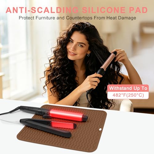 Oversize Silicone Heat Resistant Mat for Hair Tools - color: Brown