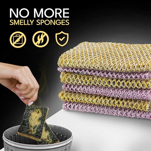Non-Scratch Dish Scrubbers (3 Pcs) — Outlasts 7+ Sponges, Stays Odor-Free | Replace Smelly Kitchen Sponges | Non-Absorbent Mesh | Safe on Non-Stick, Cast Iron, Glass | Made in Korea Since 2012 - color: 2pcs Scourer (1pk of 2)
