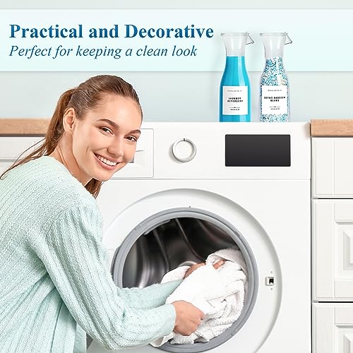 Laundry Detergent Dispenser Bottle 20oz with Waterproof Label for Laundry Detergent Soap Fabric Softener Bleach Scent Booster Beads, Sturdy PET Bottle for Laundry Room Decor 2 Pack White - color: 2 Pack 20oz-White