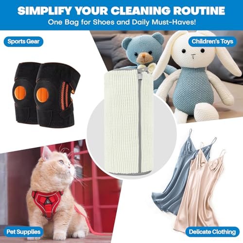 Shoe Washing Machine Bag: Laundry Shoe Bag for Washer and Dryer - 2pc Reusable Shoe Cleaning Bag for Sneaker Tennis Shoes Unstain Cleaner Kit(Cream 2 Pcs) - color: Cream 2pcs