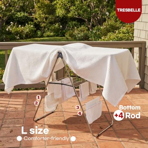 TRESBELLE Stainless Steel Clothes Drying Rack,Foldable Laundry Dryer,Size L - size: Large