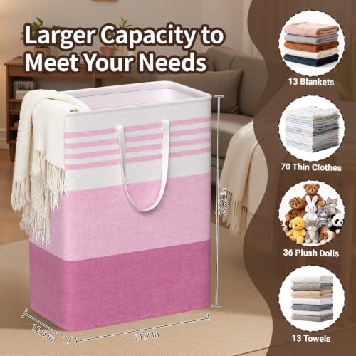 WOWBOX 2 Pack Laundry Baskets, Collapsible Dirty Clothes Laundry Hampers - color: Pink, size: 125L