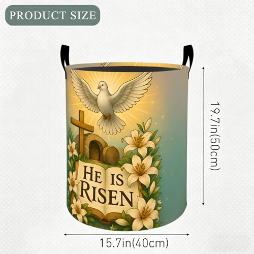 Cute Dove Laundry Basket Hamper, Organizer Bins Gifts for Women Kids, Peaceful Lily Foldable Waterproof Clothes Hamper Handles Storage Bucket for Bedroom Bathroom Room Decor 19.7"x15.7" - color: Dove