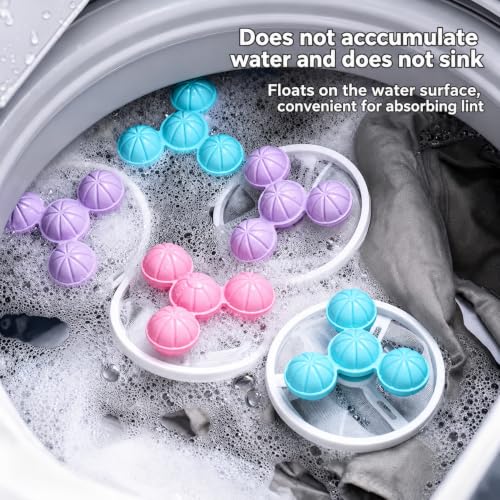 3Pcs Pet Hair Remover for Laundry, Washing Machine Filter Bags, Lint Catcher Balls, Ultra-Fine Mesh Pouches for Dog Cat Fur, Clothes, Bedding, Blankets, Blue Purple Pink - color: Purple+blue+pink