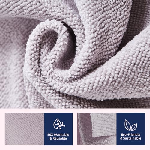 & PLUSH Microfiber Cleaning Cloth Roll - 50 Pack, Tear Away Microfiber Towels, 12" x 12", Reusable, Washable, Streak Free, Ultra Absorbent Dish Rags for Car, Home, Garage or Shop (Grey) - color: Grey