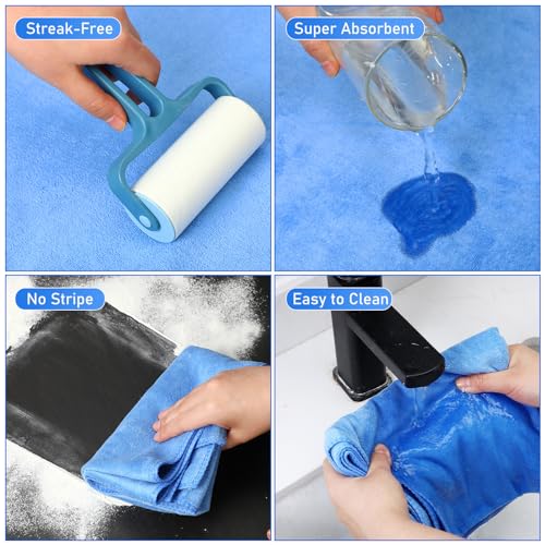 Newwiee 3 Pcs Extra Large Microfiber Cleaning Cloth - color: Blue
