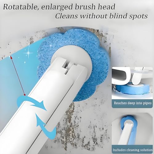 Disposable Brush with Holder & Refill Heads - Hygienic Sanitary Toilet Cleaner for Easy Cleaning, Streak-Free Fresh Bathroom, No Mess Disposable Toilet Bowl Cleaner Wand (1, Grey) - color: Grey +18 Refill