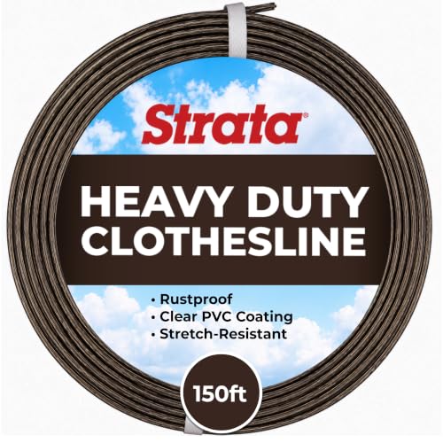 Strata 150 ft Outdoor Clothesline, Super Heavy-Duty Galvanized Steel Cable - color: Heavy Duty, size: 150 feet