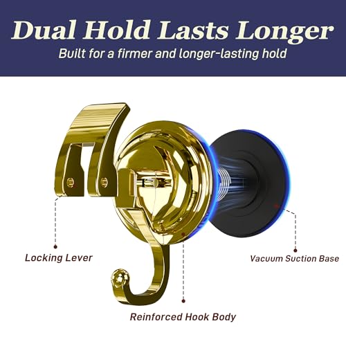 Heavy Duty Suction Cup Wreath Hanger,Gold, 2 Pack - color: Gold, size: 2 Pack