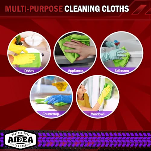 AIDEA Microfiber Cleaning Cloth, 10PK, Microfiber Towels for Cars, 12"×12" - color: Green, size: 10PK